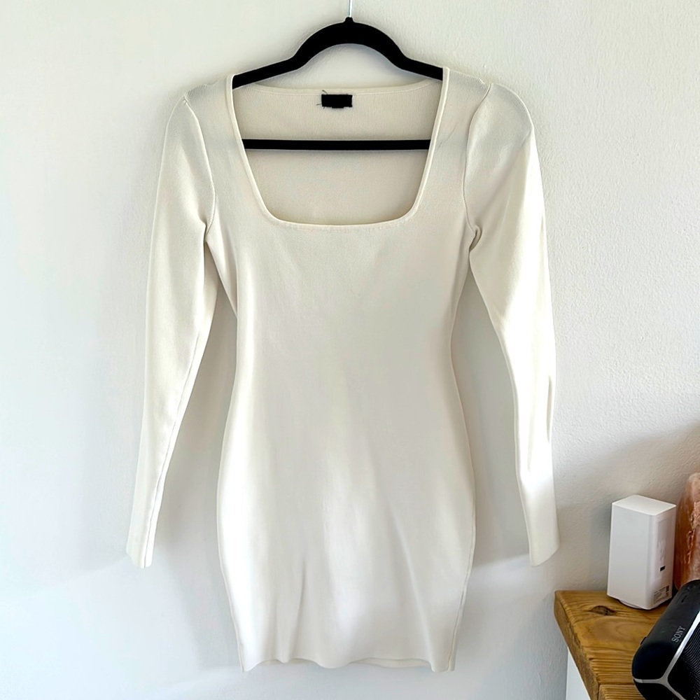 White long sleeve knit dress by NBD